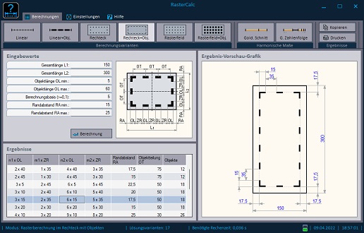 RasterCalc - example of a raster calculation in rectangle with objects